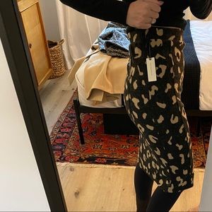 High Waisted Leopard Sweater Skirt